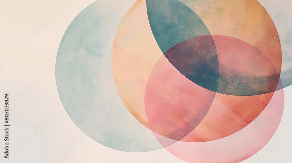 Poster minimalist composition with overlapping circles and celestial hues