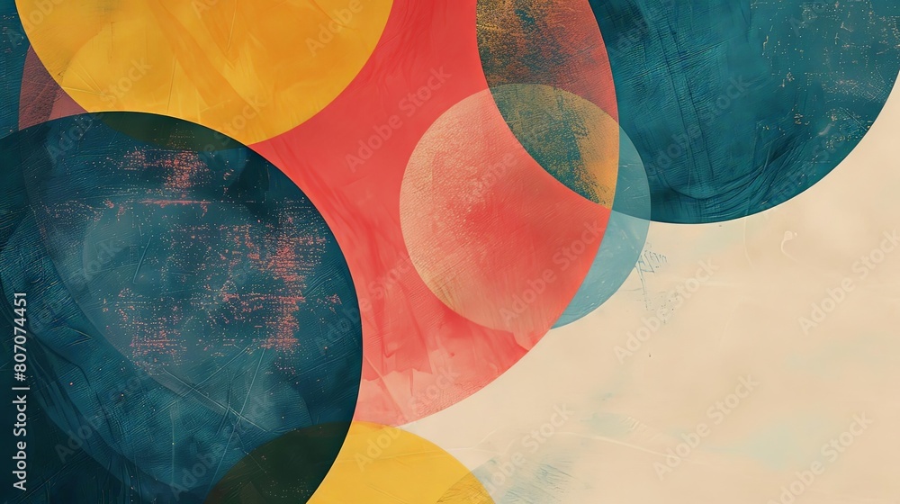 Poster minimalist composition with overlapping circles and celestial hues