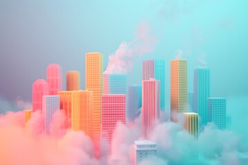 Fototapeta premium A cityscape with a lot of smoke in the background