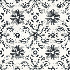  seamless pattern with round frame with flowers