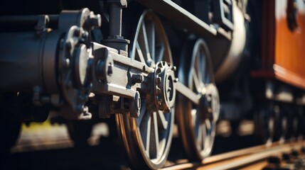 a train's intricate details, such as its wheels, pistons,