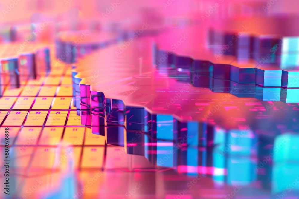 Aufkleber a colorful, abstract image of a spiral with a keyboard in the background