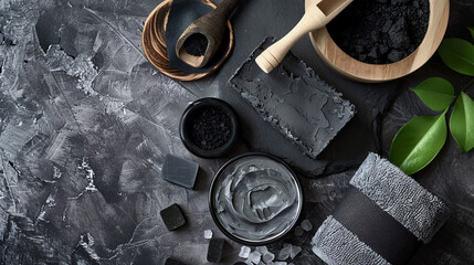 A blend of charcoal and skin care elements for a unique artistic composition ,