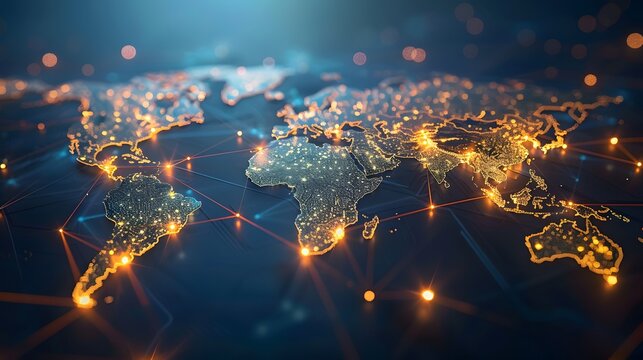 A map of the world with lines indicating trade routes and agreements between countries.