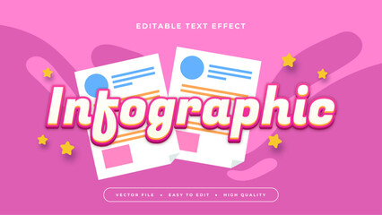 Pink white and blue infographic 3d editable text effect - font style