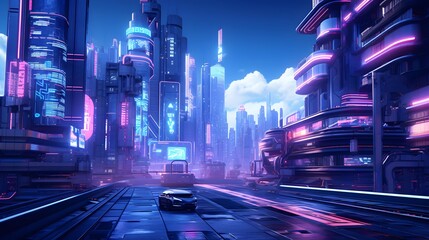 Highway in modern city at night. 3D rendering illustration.
