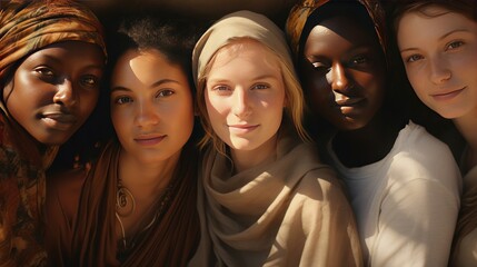 group of women from different backgrounds and cultures, 