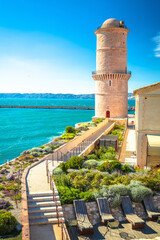 City of Marseille waterfront lighthouse view