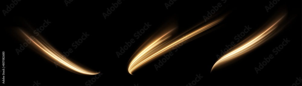 Poster dynamic golden lines with a glow effect. magic light effect. abstract sparkling whirlpool, wave of l