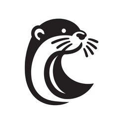 Cute otter. Modern logo, emblem, icon. simple isolated vector illustration, png.
Black and white