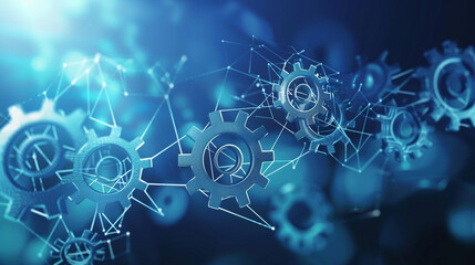Obraz premium Imaginative illustration of interconnected cogs representing collaboration,