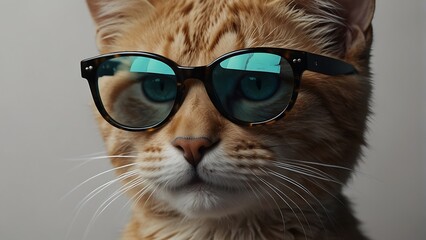 portrait of a cat Cool Cat with Glasses