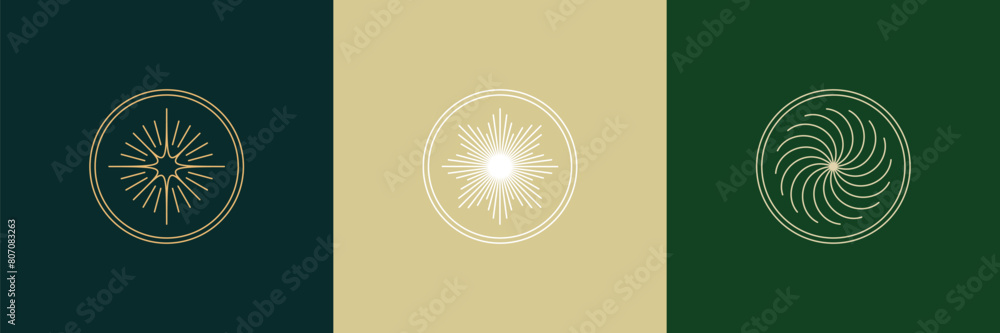 Poster vector minimal geometric illustrations set, futuristic digital trendy abstract aesthetic linear comp