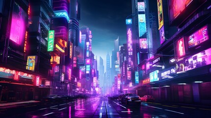 Night city panorama with lights and traffic. 3d rendering.