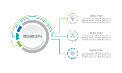 Modern infographic template. Creative circle element design with marketing icons. Business concept with 3 options