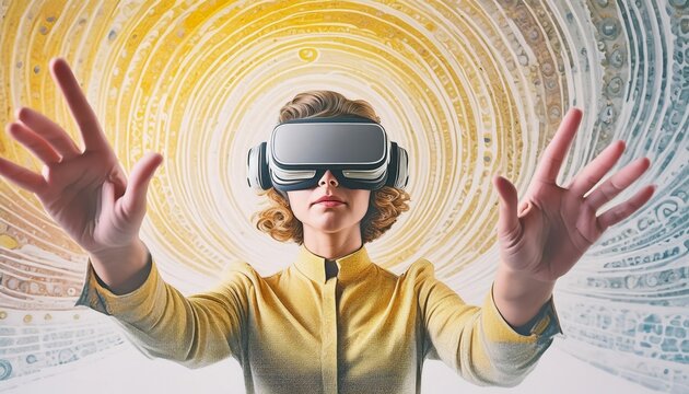 frau mit  ar vr brille illustrativ