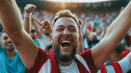 Portrait of a happy sport fans cheering