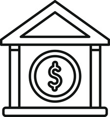 Bank building money credit icon outline vector. Support loan. Collateral procedure