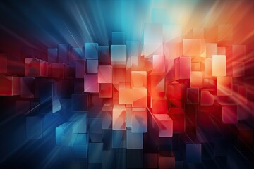 Obraz premium abstract background from squares in red and blue tones. Futuristic modern wallpaper of the future.