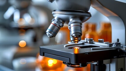 Analyzing Samples with Microscopes in Pharmaceutical Medical Labs: A Focus on Scientific Research. Concept Pharmaceutical Research, Microscopic Analysis, Medical Laboratories, Scientific Discoveries