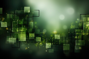 Obraz premium abstract background of squares in bright green tones . Three dimensional dark golden and black background.