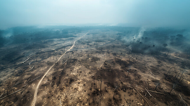 Devastation from Above: Aerial View of Deforested Landscape