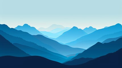 illustration of silhouette blue mountains landscape background