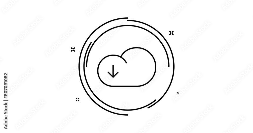 Poster download from cloud animated outline icon with alpha channel. download from cloud rotation appearanc