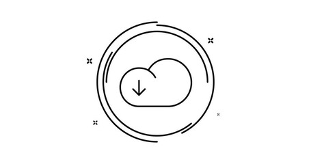 Download from cloud animated outline icon with alpha channel. Download from cloud rotation appearance 4k motion design animation for web, mobile and ui design