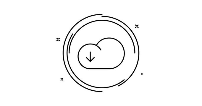 Download from cloud animated outline icon with alpha channel. Download from cloud rotation appearance 4k motion design animation for web, mobile and ui design