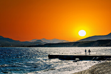 Beautiful views at sunset on the Isleta del Moro in the Cabo de Gata Natural Park, municipality of Nijar, Almeria	