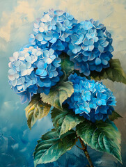 An illustration of Hydrangea flowers, in a retro style. It can be used as decoration, notebooks, albums, banners, greeting cards