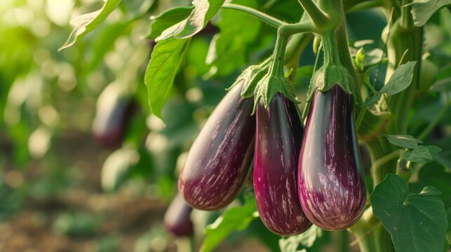 Growing eggplant harvest and producing vegetables cultivation. Concept of small eco green business organic farming gardening and healthy food - Powered by Adobe