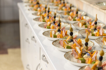 Fototapeta na wymiar Elegant appetizers at catered event