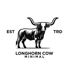 Longhorn cow simple flat logo icon design