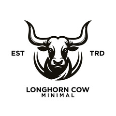 Longhorn cow simple flat logo icon design