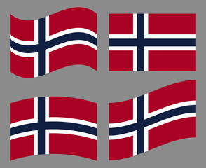 Set of Norwegian flag icon vector illustration. Isolated collection of flag of Norway.