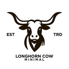 Longhorn cow simple flat logo icon design