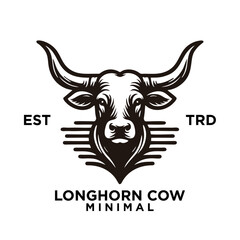 Longhorn cow simple flat logo icon design