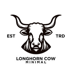 Longhorn cow simple flat logo icon design