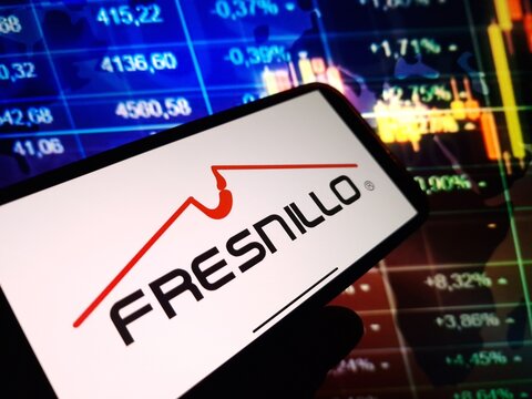Konskie, Poland - April 29, 2024: Fresnillo company logo displayed on mobile phone