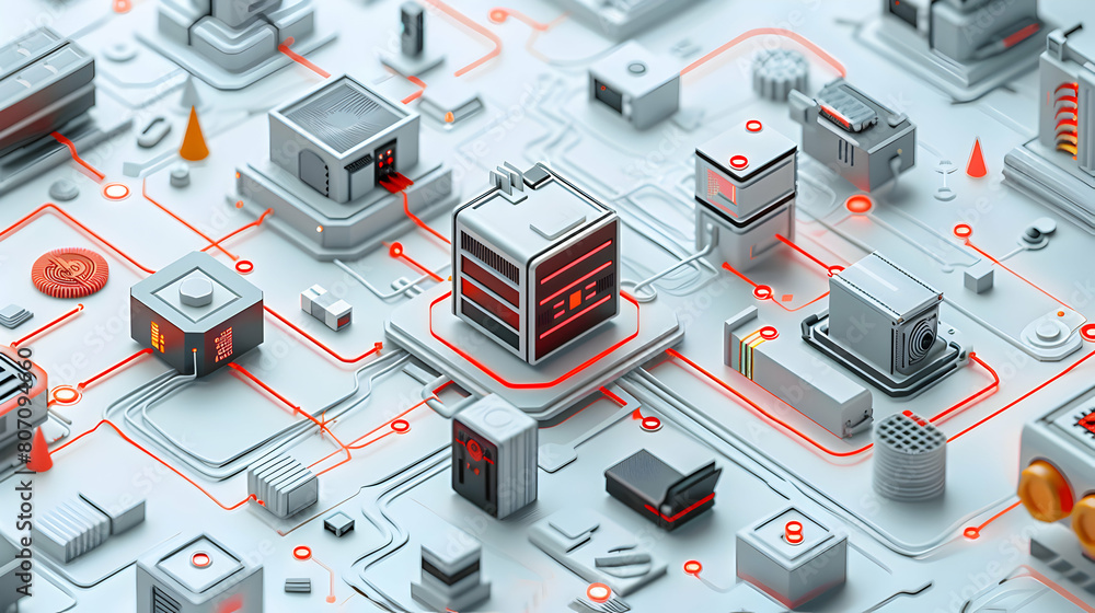 Aufkleber 3d flat icon network diagram with firewall highlights emphasizing strategic placement for data prote