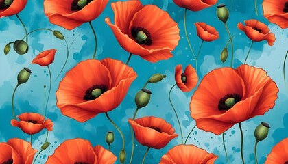 Craft a background with vibrant poppies dancing in upscaled 16