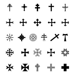 This is a collection of several cross shapes. Very suitable for Christian holidays. made using 26 black pieces plus a white background.