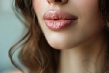 Happy woman admiring her plump and perfectly-shaped lips post-Botox treatment, feeling empowered and confident.