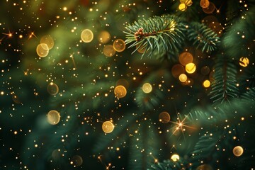 Fototapeta na wymiar Defocused Christmas tree, Lights. background 