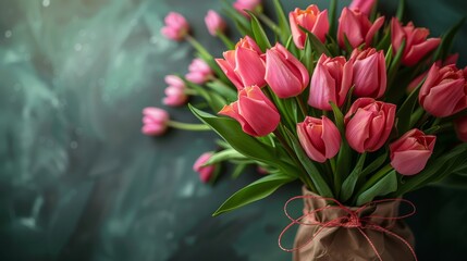 Obraz premium mother's day copy space , flowers, pink tulip