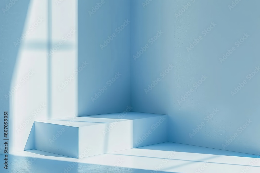 Poster light soft minimal background mockup for product presentation. corner of room with shadows from diff