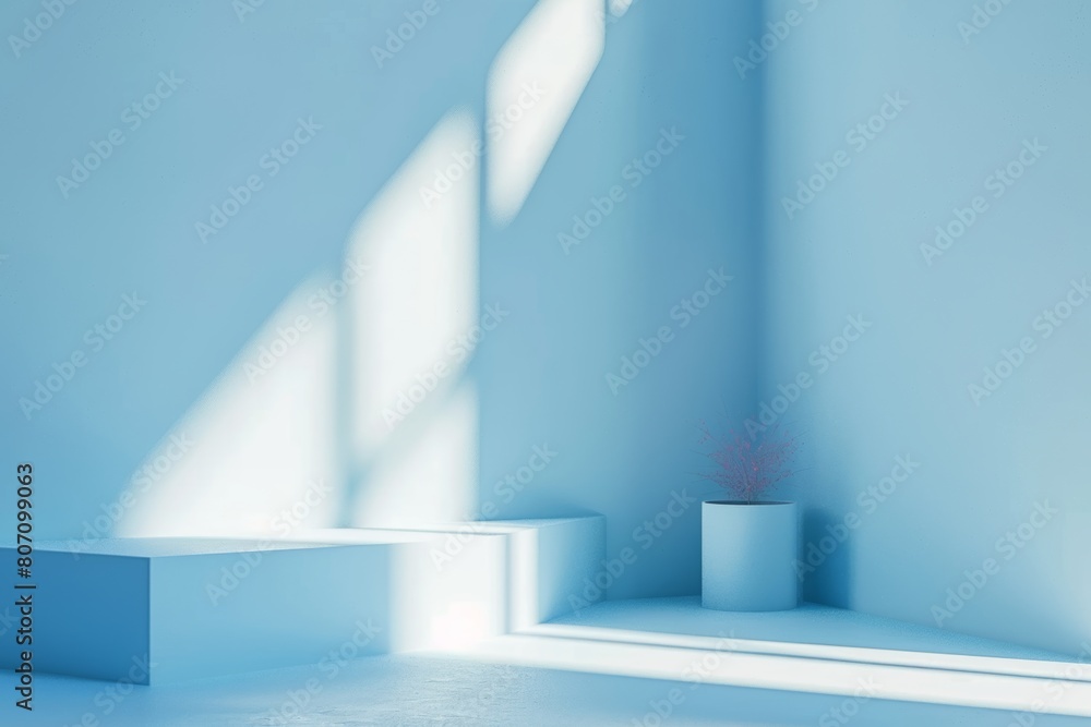 Poster light soft minimal background mockup for product presentation. corner of room with shadows from diff