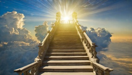 Naklejka premium 天国まで続く階段のイメージ